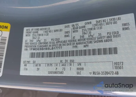 2025 Ford Bronco Outer Banks z USA, uszkodzony, nr VIN 1FMDE8BH8SLB17777